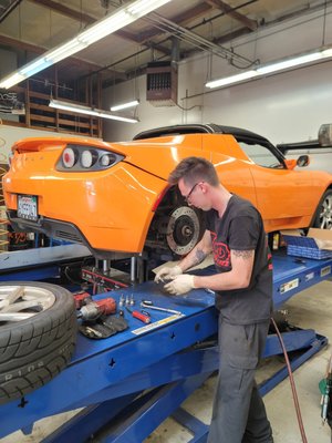 Brake Service & Repair - Toole's Garage - Here at Toole's Garage in San Carlos, California, we specialize in brake service and brake repair on almost all vehicles. Our ASE certified technicians are very experienced in diagnosis and repair of these systems. Brake concerns do not always require the need for replacement. In some cases squeaks and squeals can be addressed with a routine brake service. Brake service usually involves taking apart the necessary components, inspecting the friction surfaces, cleaning and re-lubricating all moving parts, and finally re-installing the original components. Many noises can be traced to dry & dirty contact points which create a lack of free movement between the components, therefore causing more heat and more friction which reduces the life of the components, and may cause the aforementioned annoyances! Brake Service & Repair - Toole's Garage - Here at Toole's Garage in San Carlos, California, we specialize in brake service and brake repair on almost all vehicles. Our ASE certified technicians are very experienced in diagnosis and repair of these systems. Brake concerns do not always require the need for replacement. In some cases squeaks and squeals can be addressed with a routine brake service. Brake service usually involves taking apart the necessary components, inspecting the friction surfaces, cleaning and re-lubricating all moving parts, and finally re-installing the original components. Many noises can be traced to dry & dirty contact points which create a lack of free movement between the components, therefore causing more heat and more friction which reduces the life of the components, and may cause the aforementioned annoyances!