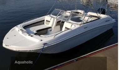Aquaholic Boat Rental - Overview
10 Passenger Bow Rider
35 Miles Per Hour Average Speed, Stereo/Music Shade Canopy, Cooler, GPS For Navigation & Tracking, Not For Fishing