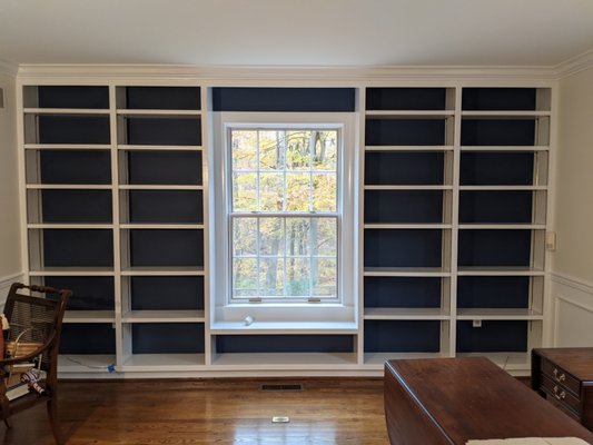 living room book shelf, bedroom and bath - This living room book shelf with accent wall tuned out wonderfully.