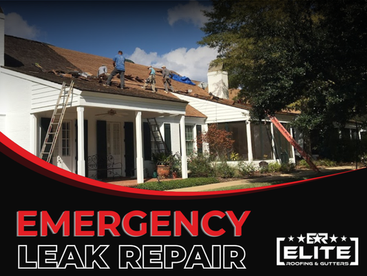 Emergency Leak Repair - A roofing emergency can happen at any time, and fast action is critical to preventing serious water damage and costly structural issues. Elite Roofing & Gutters provides fast and dependable emergency leak repair services for residential and commercial properties experiencing active roof leaks, storm damage, water intrusion, damaged flashing, missing shingles, and other urgent roofing problems. Our experienced roofing team responds quickly to assess the damage, identify the source of the leak, and provide immediate solutions designed to protect your property and minimize further damage.

We understand how stressful unexpected roof leaks can be, especially during severe weather conditions or after storms. That is why we offer emergency roof tarping, temporary protection, leak detection, and long-lasting repair solutions using high-quality roofing materials and proven repair methods. Whether the leak is caused by aging roofing materials, wind damage, heavy rain, ponding water, or hidden structural issues, our team delivers reliable workmanship and professional service focused on restoring the safety and integrity of your roofing system.

Elite Roofing & Gutters is committed to helping homeowners and business owners protect their property with responsive service, honest communication, and trusted roofing expertise. Our goal is not only to repair the immediate issue but also to help prevent future roofing problems by providing durable solutions built for long-term performance and weather resistance. From emergency roof patching to complete roofing repairs, we deliver dependable results designed to keep your property safe, dry, and protected year-round.