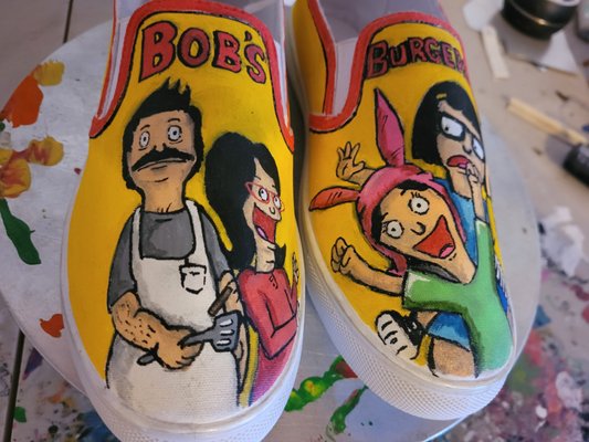 Bobs Burgers design shoes - A custom pair of shoes inspired by the American cartoon Bob's Burgers