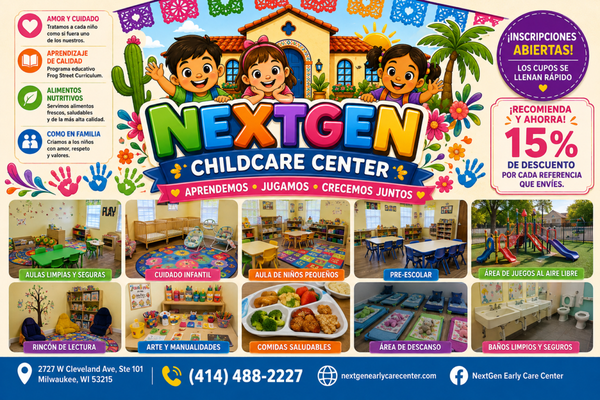 Take a Tour of NextGen Early Care - Welcome to NextGen Early Care and Child Development Center! We provide a safe, clean, loving environment where children can learn, play, explore, and grow.
Our teachers care for every child with the warmth and attention of family. Children enjoy engaging learning activities, arts & crafts, music and movement, outdoor play, nutritious meals, story time, developmental activities, and age-appropriate learning through the Frog Street curriculum.
We welcome families to visit our center and see our classrooms and programs in person. if you need weekend tour call today we will make it happen. Take a Tour of NextGen Early Care - Welcome to NextGen Early Care and Child Development Center! We provide a safe, clean, loving environment where children can learn, play, explore, and grow.
Our teachers care for every child with the warmth and attention of family. Children enjoy engaging learning activities, arts & crafts, music and movement, outdoor play, nutritious meals, story time, developmental activities, and age-appropriate learning through the Frog Street curriculum.
We welcome families to visit our center and see our classrooms and programs in person. if you need weekend tour call today we will make it happen.