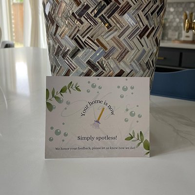 Here’s what we’re up to 👉🏼 - Each one of our amazing clients will receive one of these post cards after each cleaning service. This post card has will have information regarding what service(s) was done, as well as our amazing referral program! 

KAY’s Prestigious Cleaning LLC thanks you for being one of our valued clients 🤗

Call 469-215-9829to get on board with our quality cleaning services 🫧🧼