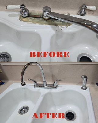 Kitchen Faucet Replacement - Take a look at the faucet we recently replaced. The old one was undoubtedly overdue for an upgrade. The new fixture has beautifully revitalized the space. Kitchen Faucet Replacement - Take a look at the faucet we recently replaced. The old one was undoubtedly overdue for an upgrade. The new fixture has beautifully revitalized the space.