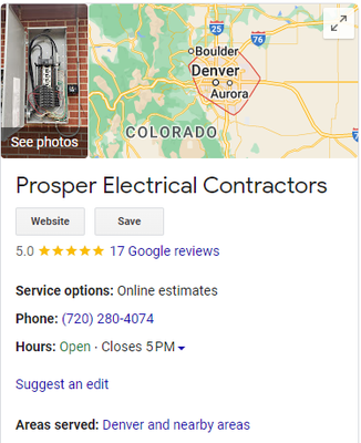 Prosper Electrical Reviews - Prosper Electrical Contractors: Your Trusted Electrical Experts in Denver Metro
Prosper Electrical Contractors is more than just a company – we're a family-owned and locally operated business dedicated to serving the Denver metro area with integrity, excellence, and a commitment to our community. With over 20 years of experience in the industry, we have earned a reputation as the premier choice for residential and commercial electrical services. Here's why we're the best in Denver metro:
Expertise in EV Charging Installation and Repair: As electric vehicles become increasingly popular, having a reliable and efficient EV charging system is essential. At Prosper Electrical Contractors, we are experts in EV charging installation and repair, ensuring that your charging station is installed correctly and operates flawlessly.
Specialization in Outdoor Lighting: Illuminate your outdoor space with confidence with our outdoor lighting installation and repair services. From landscape lighting to security lighting, our team has the expertise to enhance the beauty and functionality of your property while increasing safety and security.
Comprehensive Electrical Solutions: From wiring and panel upgrades to lighting installations and troubleshooting, Prosper Electrical Contractors offers a full range of electrical services to meet your needs. No job is too big or too small for our team of licensed professionals.
Integrity and Guaranteed Service: At Prosper Electrical Contractors, we believe in doing the job right the first time. We take pride in our workmanship and stand behind every project with a guarantee of satisfaction. With us, you can trust that your electrical needs will be addressed promptly, professionally, and with the utmost integrity.
Community Engagement and Giving Back: We believe in the importance of supporting our local community, which is why we champion outreach programs that help families in need. By choosing Prosper Electrical Contractors, you're not just supporting a business – you're investing in the well-being of our community.
Why Choose Us to Bid:
Affordable and Fair Pricing: We understand the importance of staying within budget, which is why we offer competitive and transparent pricing for all our services. With Prosper Electrical Contractors, you can expect affordability without compromising quality.
Prompt and Reliable Service: Time is of the essence when it comes to electrical issues. Our team responds promptly to service calls and arrives on time, ready to tackle any challenge. We prioritize efficiency and reliability to minimize disruptions and ensure a smooth experience for our clients.
Loyal Clients Are Our Family Staple: Our loyal clients are more than just customers – they're part of our extended family. We value long-term relationships built on trust, respect, and mutual understanding. When you choose Prosper Electrical Contractors, you become part of our family too.
Licensed and Experienced Professionals: With over two decades of experience in the industry, our licensed professionals have the knowledge and expertise to handle any electrical project with confidence and precision. You can rely on us to deliver exceptional results that exceed your expectations.
Supporting Local Family-Owned Businesses: As a locally owned and operated business, we understand the importance of supporting local economies and communities. By choosing Prosper Electrical Contractors, you're investing in the success and prosperity of your community while receiving top-notch service from a team that genuinely cares.
In conclusion, Prosper Electrical Contractors is your trusted partner for all your electrical needs in the Denver metro area. With our expertise, integrity, prompt service, guaranteed satisfaction, and commitment to community engagement, we stand out as the best choice for residential and commercial electrical services. Support local family-owned businesses like ours and experience the difference firsthand. Contact us today to learn more and request a bid for your next project. Prosper Electrical Reviews - Prosper Electrical Contractors: Your Trusted Electrical Experts in Denver Metro
Prosper Electrical Contractors is more than just a company – we're a family-owned and locally operated business dedicated to serving the Denver metro area with integrity, excellence, and a commitment to our community. With over 20 years of experience in the industry, we have earned a reputation as the premier choice for residential and commercial electrical services. Here's why we're the best in Denver metro:
Expertise in EV Charging Installation and Repair: As electric vehicles become increasingly popular, having a reliable and efficient EV charging system is essential. At Prosper Electrical Contractors, we are experts in EV charging installation and repair, ensuring that your charging station is installed correctly and operates flawlessly.
Specialization in Outdoor Lighting: Illuminate your outdoor space with confidence with our outdoor lighting installation and repair services. From landscape lighting to security lighting, our team has the expertise to enhance the beauty and functionality of your property while increasing safety and security.
Comprehensive Electrical Solutions: From wiring and panel upgrades to lighting installations and troubleshooting, Prosper Electrical Contractors offers a full range of electrical services to meet your needs. No job is too big or too small for our team of licensed professionals.
Integrity and Guaranteed Service: At Prosper Electrical Contractors, we believe in doing the job right the first time. We take pride in our workmanship and stand behind every project with a guarantee of satisfaction. With us, you can trust that your electrical needs will be addressed promptly, professionally, and with the utmost integrity.
Community Engagement and Giving Back: We believe in the importance of supporting our local community, which is why we champion outreach programs that help families in need. By choosing Prosper Electrical Contractors, you're not just supporting a business – you're investing in the well-being of our community.
Why Choose Us to Bid:
Affordable and Fair Pricing: We understand the importance of staying within budget, which is why we offer competitive and transparent pricing for all our services. With Prosper Electrical Contractors, you can expect affordability without compromising quality.
Prompt and Reliable Service: Time is of the essence when it comes to electrical issues. Our team responds promptly to service calls and arrives on time, ready to tackle any challenge. We prioritize efficiency and reliability to minimize disruptions and ensure a smooth experience for our clients.
Loyal Clients Are Our Family Staple: Our loyal clients are more than just customers – they're part of our extended family. We value long-term relationships built on trust, respect, and mutual understanding. When you choose Prosper Electrical Contractors, you become part of our family too.
Licensed and Experienced Professionals: With over two decades of experience in the industry, our licensed professionals have the knowledge and expertise to handle any electrical project with confidence and precision. You can rely on us to deliver exceptional results that exceed your expectations.
Supporting Local Family-Owned Businesses: As a locally owned and operated business, we understand the importance of supporting local economies and communities. By choosing Prosper Electrical Contractors, you're investing in the success and prosperity of your community while receiving top-notch service from a team that genuinely cares.
In conclusion, Prosper Electrical Contractors is your trusted partner for all your electrical needs in the Denver metro area. With our expertise, integrity, prompt service, guaranteed satisfaction, and commitment to community engagement, we stand out as the best choice for residential and commercial electrical services. Support local family-owned businesses like ours and experience the difference firsthand. Contact us today to learn more and request a bid for your next project.