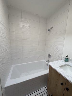 Bathroom renovation - Bathroom renovation. Old brown stone building. Porcelain tile. 5 working days. Bathroom renovation - Bathroom renovation. Old brown stone building. Porcelain tile. 5 working days.