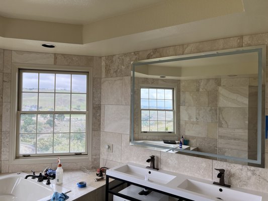 bathroom update - finally we replaced the old tile and update everything to look brand new