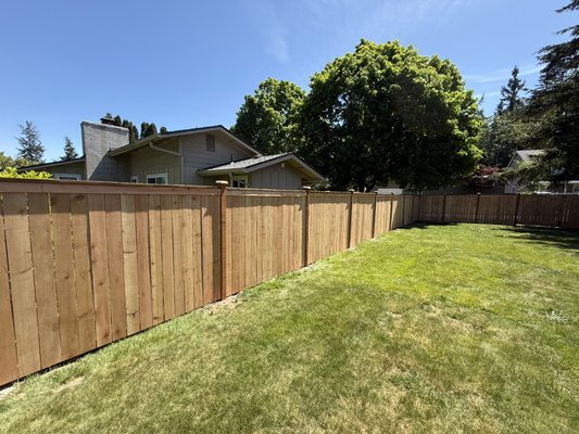 Craftsman privacy fence and gates - This customer wanted to update their backyard from a damaged 4’ chain link fence to something more private. They chose a 6’ craftsman style privacy fence finished with a top cap and top trim board. The project turned out beautifully and the customer was very excited for their new backyard space! Craftsman privacy fence and gates - This customer wanted to update their backyard from a damaged 4’ chain link fence to something more private. They chose a 6’ craftsman style privacy fence finished with a top cap and top trim board. The project turned out beautifully and the customer was very excited for their new backyard space!