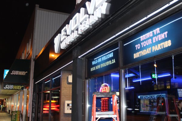 Evolve Virtual Reality - They were looking for ways to attract new customers and stand out.  Really pops at night!