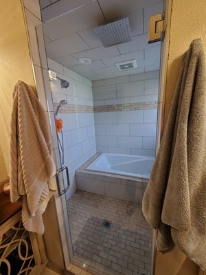 Bathroom remodel 2020 - This started off as a small three-quarter master bathroom with a fiberglass standup shower and a single vanity. The kitchen was moved to the other side of the home and the existing kitchen was walled off to give space in order for the soaker tub and stand up tile shower to be installed splitting vanities on both sides to complete the look. Bathroom remodel 2020 - This started off as a small three-quarter master bathroom with a fiberglass standup shower and a single vanity. The kitchen was moved to the other side of the home and the existing kitchen was walled off to give space in order for the soaker tub and stand up tile shower to be installed splitting vanities on both sides to complete the look.