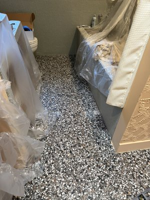 Bathroom tile cut in - Tile guy covered floor registers. Cut in, mounted boot and added duct run. Bathroom tile cut in - Tile guy covered floor registers. Cut in, mounted boot and added duct run.