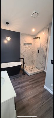 Bathroom Project -
Master bathroom renovation with free standing bathtub. - This Bathroom Project has been done in Germantown Maryland. Bathroom Project -
Master bathroom renovation with free standing bathtub. - This Bathroom Project has been done in Germantown Maryland.