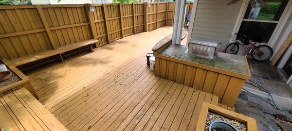 Dallas tx patio deck stain - Clients were very happy with our clean and stain on their patio deck!