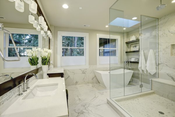 Bathroom remodel. - We remodeled this bathroom to a modern look, with a major upgrade on plumbing and electrical and framing.