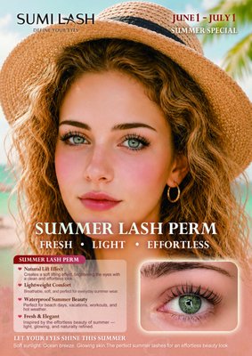 🌴 SUMMER LASH PERM SPECIAL 🌴 - Summer is the perfect time to simplify your beauty routine.
Our Lash Perm gives your natural lashes a gorgeous lift and curl that lasts for weeks, so you can spend less time getting ready and more time enjoying the season.
☀️ Lightweight & natural look
☀️ Water-friendly for summer activities
☀️ Easy everyday beauty
📅 Promotion valid from June 1 – July 1
✨ Let your eyes shine brighter this summer.
Book your appointment today! 🌴 SUMMER LASH PERM SPECIAL 🌴 - Summer is the perfect time to simplify your beauty routine.
Our Lash Perm gives your natural lashes a gorgeous lift and curl that lasts for weeks, so you can spend less time getting ready and more time enjoying the season.
☀️ Lightweight & natural look
☀️ Water-friendly for summer activities
☀️ Easy everyday beauty
📅 Promotion valid from June 1 – July 1
✨ Let your eyes shine brighter this summer.
Book your appointment today!