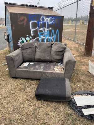 Illegal dumping removal - This junk removal was done for one of my customers who owns a dumpster, and someone illegally dumped a couch and other remodeling debris Illegal dumping removal - This junk removal was done for one of my customers who owns a dumpster, and someone illegally dumped a couch and other remodeling debris