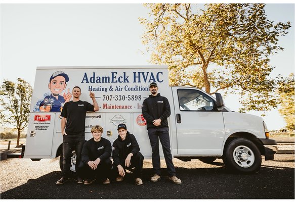 The Team - AdamEck HVAC is a family-owned and operated Heating and Air Conditioning company. We have chosen to limit our range of services to the Napa Valley to ensure that our fully licensed, insured, and friendly technicians are always prompt and precise. Contact us today for A/C & Furnace Installation, Seasonal Maintenance, and Expert Repair on all makes and models on both residential and commercial properties in Napa Valley. The Team - AdamEck HVAC is a family-owned and operated Heating and Air Conditioning company. We have chosen to limit our range of services to the Napa Valley to ensure that our fully licensed, insured, and friendly technicians are always prompt and precise. Contact us today for A/C & Furnace Installation, Seasonal Maintenance, and Expert Repair on all makes and models on both residential and commercial properties in Napa Valley.
