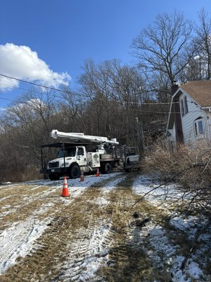 Tree work - Performing tree work on lawns and behind houses is necessary for access. It is our goal to ensure a safe and efficient process while limiting lawn damage.