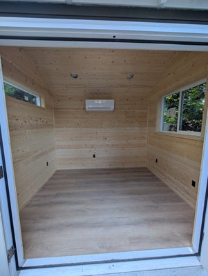 Mini Barn/Office Issaquah - Installed a Bosch 6,000 BTU mini split system in this newly built addition, which is being converted into a home office. This compact unit is perfect for efficient, quiet heating and cooling in smaller spaces. Clean install with a sleek finish to complement the modern wood interior—ready for year-round comfort. Mini Barn/Office Issaquah - Installed a Bosch 6,000 BTU mini split system in this newly built addition, which is being converted into a home office. This compact unit is perfect for efficient, quiet heating and cooling in smaller spaces. Clean install with a sleek finish to complement the modern wood interior—ready for year-round comfort.