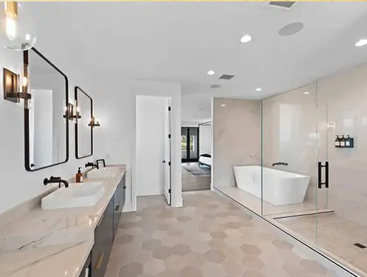 Tile Flooring - Tile walls and flooring combine durability, style, and functionality, making them a versatile choice for any space. Resistant to water, stains, and wear, they are ideal for kitchens, bathrooms, and high-traffic areas. Available in various materials, colors, and designs, tile offers endless customization options.