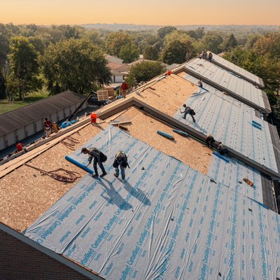 Multi family roof replacement on Stroop Rd in Kettering - This is a project we did in Kettering that turned out extremely well. After meeting with the board members and going over all the necessary steps, we selected the perfect color for this building, and the results are fantastic!￼