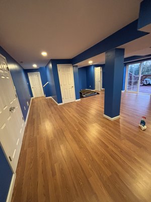 complete basement finishing - This was a basement renovation separated into a larger family room and a smaller office space. We did all phases of the project including framing, insulation, electrical including lighting and outlets, duct work and registers, sheetrock and finishing, painting and flooring including basement stairs. complete basement finishing - This was a basement renovation separated into a larger family room and a smaller office space. We did all phases of the project including framing, insulation, electrical including lighting and outlets, duct work and registers, sheetrock and finishing, painting and flooring including basement stairs.
