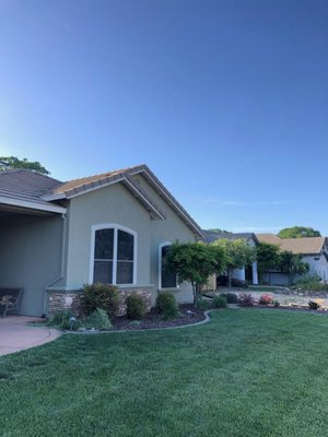 Exterior Re-Paint - This client's update from a dark exterior to a serene green breathes new life into their home and complements the landscaping perfectly. Exterior Re-Paint - This client's update from a dark exterior to a serene green breathes new life into their home and complements the landscaping perfectly.