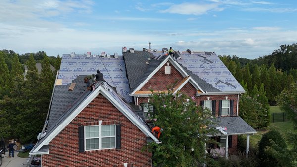 Roof Replacement in Weddington - This customer had hail damage on their roof. We helped them to file a claim with their insurance company and they were approved for a full roof replacement. We were able to get them restored and upgraded them to a new, beautiful roof for just the price of their deductible!