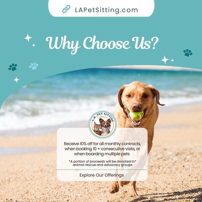 Why choose LA Pet Sitting & Dog Walking? - Finding a pet care provider can be ruff! Check out how our unique offerings compared to other types of popular pet care services. Your beloved furry family deserves the best, and top-quality CARE is our priority.
From dog hiking to medication administration, from senior to special needs, and multiple pet households; explore our custom services at lapetsitting.com. Contact us today to find your purrfect caregiver ✨