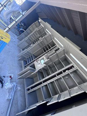 Santa Barbara Luxury apartments parcel locker system. - Amazon ups fed ex whoever delivers packages now have the ease of having a single location for drop offs, less stolen packages, more convenient for everyone picking up or dropping off.