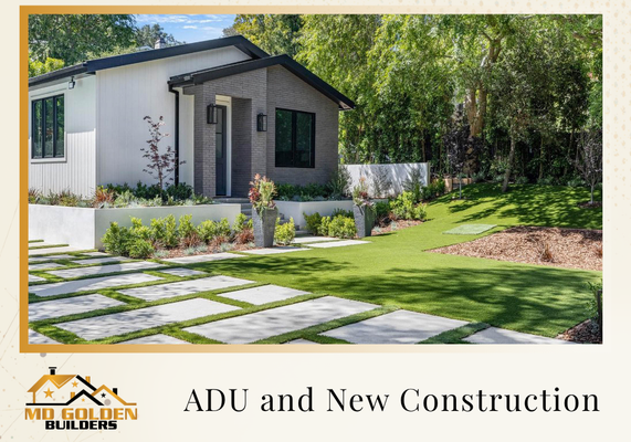 ADU and New Construction - At MD Golden Builders, we are experts in designing and building ADUs (Accessory Dwelling Units) and handling new construction projects throughout San Diego, CA, and the surrounding areas. Whether you’re looking to create a detached guest house, a private office space, or embark on a custom home construction, our team delivers tailored solutions to meet your needs. With more than 20 years of industry experience, we guide you through every step, from initial design and permitting to the final build, ensuring exceptional results. Serving communities like Pacific Beach, Mission Hills, and La Jolla, as well as nearby cities such as Chula Vista, Carlsbad, and Encinitas, we combine craftsmanship and attention to detail to bring your vision to life. Call us today at (858) 389-4068 or visit us at 4275 Mission Bay Dr. #359, San Diego, CA 92109 to schedule your free consultation. Let’s make your dream space a reality! ADU and New Construction - At MD Golden Builders, we are experts in designing and building ADUs (Accessory Dwelling Units) and handling new construction projects throughout San Diego, CA, and the surrounding areas. Whether you’re looking to create a detached guest house, a private office space, or embark on a custom home construction, our team delivers tailored solutions to meet your needs. With more than 20 years of industry experience, we guide you through every step, from initial design and permitting to the final build, ensuring exceptional results. Serving communities like Pacific Beach, Mission Hills, and La Jolla, as well as nearby cities such as Chula Vista, Carlsbad, and Encinitas, we combine craftsmanship and attention to detail to bring your vision to life. Call us today at (858) 389-4068 or visit us at 4275 Mission Bay Dr. #359, San Diego, CA 92109 to schedule your free consultation. Let’s make your dream space a reality!