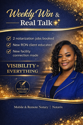 Mobile & Remote Notary Services - This project highlights mobile and remote notary services provided through Notarix. Services included general notarizations, Remote Online Notarization (RON), and on-site appointments for individuals and facilities.