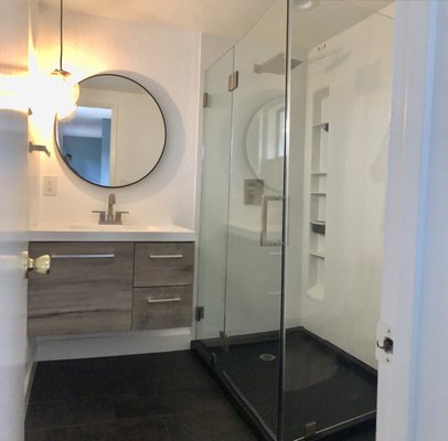 Bathroom remodel - A great example for a small bathroom renovation. This is a 7 x 6.5.’ Bathroom. It’s original configuration just didn’t make any sense as the location of the shower made the bathroom look even smaller. So we switched between the shower and the toilet and it made such a big difference. Here we used pre-fab shower panels and vinyl flooring. This is a great example for a small bathroom renovation using pre-fab materials, to achieve good looking and long lasting results in a budget friendly approach. Who needs a big bathroom if you can have a small one looking like this? ;) Bathroom remodel - A great example for a small bathroom renovation. This is a 7 x 6.5.’ Bathroom. It’s original configuration just didn’t make any sense as the location of the shower made the bathroom look even smaller. So we switched between the shower and the toilet and it made such a big difference. Here we used pre-fab shower panels and vinyl flooring. This is a great example for a small bathroom renovation using pre-fab materials, to achieve good looking and long lasting results in a budget friendly approach. Who needs a big bathroom if you can have a small one looking like this? ;)