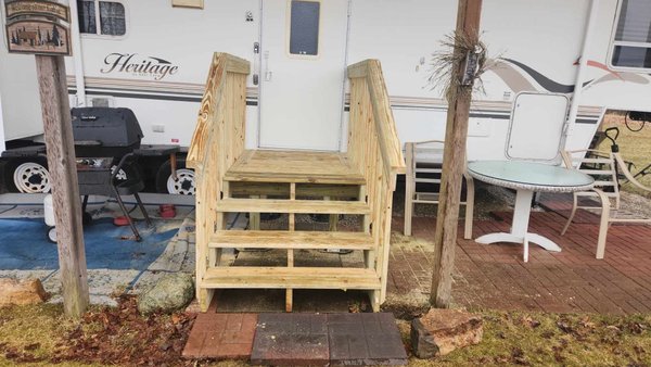 Deck for a camper - A porch built for a camper Deck for a camper - A porch built for a camper