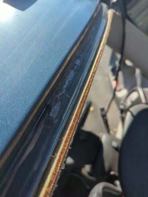 Windshield replacement - This replacement was done on Halloween. There was some rust under the windshield. Our technicians are trained to grind the rust down to bare metal and apply a special product to treat the rust so the repair can last you a very long time. We only provide high quality services and repairs. Call now for your free estimate! Windshield replacement - This replacement was done on Halloween. There was some rust under the windshield. Our technicians are trained to grind the rust down to bare metal and apply a special product to treat the rust so the repair can last you a very long time. We only provide high quality services and repairs. Call now for your free estimate!