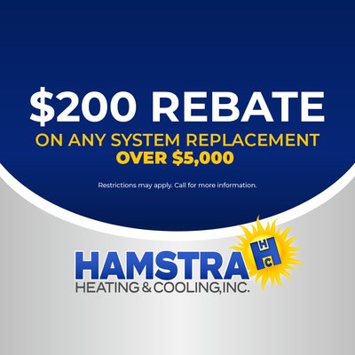 Hamstra Heating & Cooling - Heating and cooling account for the largest energy use in a typical home. If your cooling and heating systems aren’t operating efficiently, you’re wasting energy and money and sacrificing comfort. The TEP Efficient Home Program offers instant rebates for the purchase and installation of a new ENERGY STAR® certified air conditioning and heat pump unit through authorized contractors–Hamstra Heating & Cooling is one of those authorized contractors. The rebate is taken off the purchase price when you retire an older working unit or a non-working AC unit. Rebates also are available for duct sealing. Please contact us at 520.629.9833 to learn more! Hamstra Heating & Cooling - Heating and cooling account for the largest energy use in a typical home. If your cooling and heating systems aren’t operating efficiently, you’re wasting energy and money and sacrificing comfort. The TEP Efficient Home Program offers instant rebates for the purchase and installation of a new ENERGY STAR® certified air conditioning and heat pump unit through authorized contractors–Hamstra Heating & Cooling is one of those authorized contractors. The rebate is taken off the purchase price when you retire an older working unit or a non-working AC unit. Rebates also are available for duct sealing. Please contact us at 520.629.9833 to learn more!