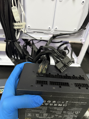 Gaming PC Crashing While Playing Video Games - The gaming PC was crashing while loading into video games. Turns out the Graphics Card Power Supply Cable and Port was melted. Replacement of power supply fixed the issue.