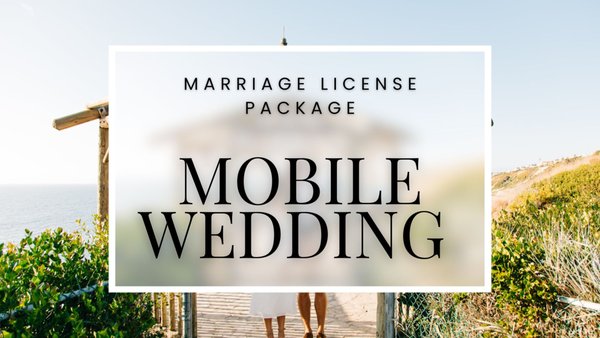 Mobile Weddings | Call for quote - Mobile weddings all over California | Call Will for a quote (818) 793-3111

Also perfect for those who are looking for elopement or would like to take care of their marriage registration first.

Includes a Confidential Marriage License, civil ceremony & 1 certified copy of the marriage certificate. No witnesses necessary. You will receive a temporary copy of your Marriage Certificate on the same day. 

Guest limit: unlimited 

Documents needed for a Marriage License:
1. Non-expired photo ID (driver’s license, passport, etc)
2. Proof of most recent divorce, death certificate, or annulment (if it's been over 2 years, we only need the divorce date)
3. Birth certificates (not required, but helpful for accuracy)

About us: 
- Available 7 days a week by appointment
- Same day marriages possible
- LGBTQ couples welcome
- We work with the Los Angeles County Clerk Marriage Department
- We speak English, Mandarin, & Spanish

With 1 Hour Marriage it’s simple, legal, and stress-free. Get legally registered and married in under one hour.