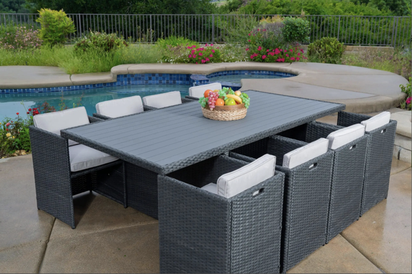 Outdoor Dining - Dalia 9 Piece Dining Set Outdoor Patio Furniture Wicker Rattan Resin Outdoor Dining - Dalia 9 Piece Dining Set Outdoor Patio Furniture Wicker Rattan Resin