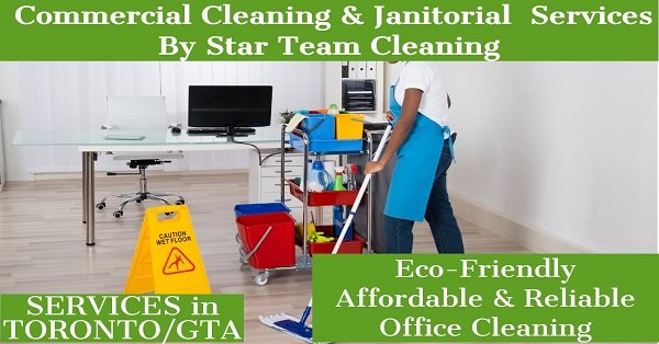Commercial Office Cleaning Services & Janitorial services Toronto & GTA, Free Initial Cleaning, Daily & Weekly Services Available - We offer thorough Janitorial, Commercial & Office Cleaning Services for your office or business. Our Janitorial Services are including: all type of an office buildings, medical offices building, daycares, schools, fitness centers, grocery stores, food manufacturing plants, restaurants, retail stores, religious facilities, community centers, condo buildings, apartment buildings, recreational centers and day porter to name a few.
Star Team Cleaning provides highly comprehensive, cost-effective, and professional Commercial, Office Cleaning & Janitorial Services in GTA and surrounding Areas . We work with our clients to develop a custom cleaning schedule that are available every day of the week and weekends, 24/7 to get the job done. Commercial Office Cleaning Services & Janitorial services Toronto & GTA, Free Initial Cleaning, Daily & Weekly Services Available - We offer thorough Janitorial, Commercial & Office Cleaning Services for your office or business. Our Janitorial Services are including: all type of an office buildings, medical offices building, daycares, schools, fitness centers, grocery stores, food manufacturing plants, restaurants, retail stores, religious facilities, community centers, condo buildings, apartment buildings, recreational centers and day porter to name a few.
Star Team Cleaning provides highly comprehensive, cost-effective, and professional Commercial, Office Cleaning & Janitorial Services in GTA and surrounding Areas . We work with our clients to develop a custom cleaning schedule that are available every day of the week and weekends, 24/7 to get the job done.