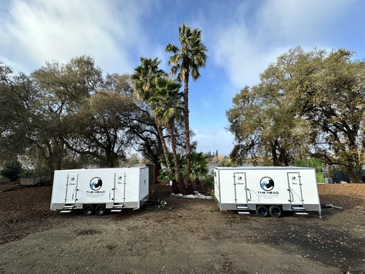 The creation of “The Head” toilet trailers! - This project started back in March 2024 when I ordered these trailers online and had them shipped overseas. I had them custom designed to maximize capacity for high volume events. Seven stations total, three women’s, two men’s, two urinals. These bathrooms are brand new, clean and classy!