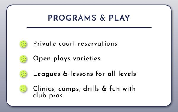 Programs & PLay - We require a 48 hour notice for all cancellations