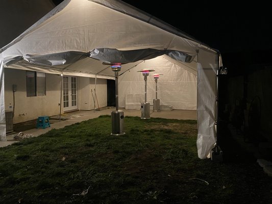 Canopy heather bundle - BUNDLE #2 $520

20x30 canopy, 2 heathers w/gas, 5 rectangular tables and 40 chairs. 

Here is one of our bundles, call and reserve for your private event. All our canopies come with lights and it could be all close or partial wall no additional charge. We setup our canopies day before and pick up day after your event. If you got any other questions please give us a call at 209-407-8906 or 209-278-6396 thank you