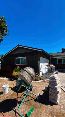 Exterior stucco and paint project - Here we have a full exterior paint project and garage sections restucco . We removed sidings and installed our stucco preparation from lathing to our 3 coat process stucco . 
Two tone color around the whole house .