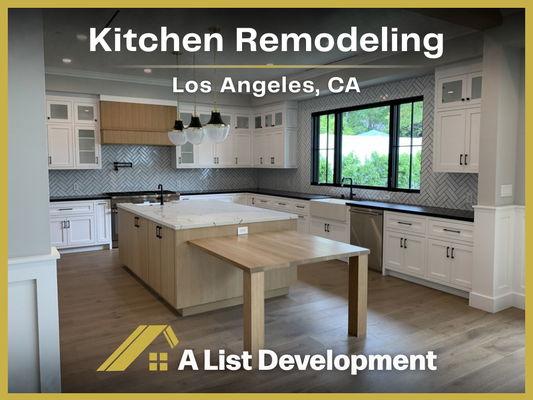Kitchen Remodeling | Los Angeles, CA - A full 'gut-and-rebuild' kitchen remodeling project completed for a Los Angeles client. Modern finishes such as a farmhouse sink, herring bone tile used throughout the remodel