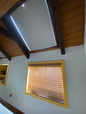 Skylights - A beautiful vacation rental in Cambria needed some new window coverings including (my favorite) a skylight. I have a love/hate relationship with skylights. And I love how these coverings turn that relationship into a love love!
