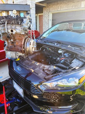 Replaced Motor 2016 Ford Focus - Replace motor due to blow rod in the engine block. Replacement time 2 days. Replaced Motor 2016 Ford Focus - Replace motor due to blow rod in the engine block. Replacement time 2 days.