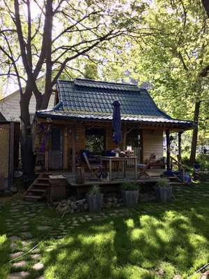 Tile roof - European tile from Rare manufacturing put on this beautiful Japanese treehouse in Spokane. Tile roof - European tile from Rare manufacturing put on this beautiful Japanese treehouse in Spokane.