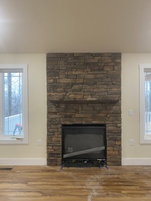 Stone fireplace - Stone veneer firplace installation Stone fireplace - Stone veneer firplace installation