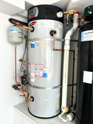 Commercial Water Heater Installation in Residential Home - Here we install a commercial 100 gallon Bradford White EF-100T-199E-3N in a customers home. Commercial Water Heater Installation in Residential Home - Here we install a commercial 100 gallon Bradford White EF-100T-199E-3N in a customers home.